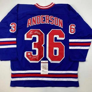 Autographed/Signed Glenn Anderson 94 SC Champs New York Blue Jersey JSA COA - Picture 1 of 4