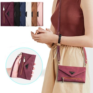 Leather Crossbody Zipper Wallet Case For iPhone 17 16 15 14 13 12 11 Pro Max XR - Picture 1 of 60