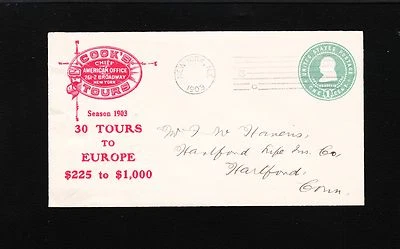 Cook’s Tours New York Season 1903 30 Tours to Europe 1c PSE Cover  9s - Image 1 of 2