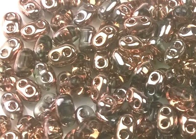 Twin 2 Hole Czech Glass Seed Beads Size 2.5 x 5 mm  " GOLDEN COPPER  " 25 Grams - Image 1 of 4