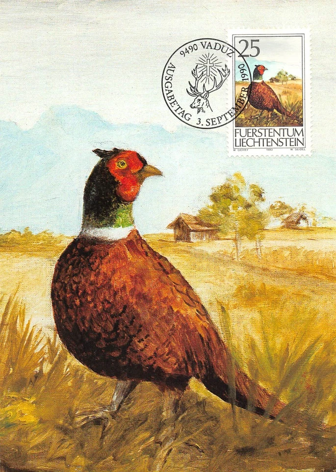 Maximum Card FDC LIECHTENSTEIN Hunting II 1990 September MK 97 N2 - Image 1 of 2