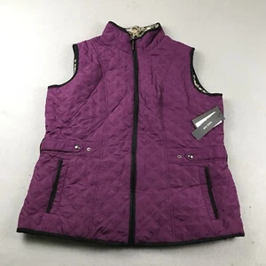 Weatherproof Jacket Women XXL Purple Faux Fur Lined Full Zip Quilted Vest NWT - Picture 1 of 11