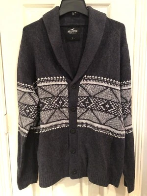 Nuevo con etiquetas Hollister Hombres Estampado Chal Cárdigan Suéter Azul Marino Talla L Grande $69.95 Foto 1 de 4