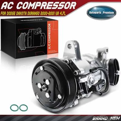 Compresor de aire acondicionado con polea de 6 ranuras para Dodge Dakota Durango 2000-2001 V8 4,7 L Foto 1 de 4
