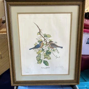 JIm Oliver "Eastern Bluebirds" print signed numbered matted and framed - Picture 1 of 5