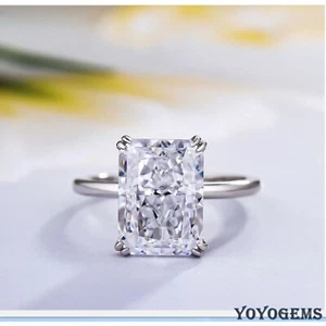 Moissanite Solitaire Engagement Ring 2 CT Radiant Cut Solid 14K White Gold VVS1 - Picture 1 of 7