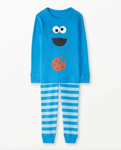 $52 US 5 Hanna Andersson Kids Pajama Set Sesame Street Cookie Monster Organic - Picture 1 of 3