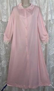 VTG M L PINK Gossard Artemis Nylon Button front Peignoir Robe for nightgown lace - Picture 1 of 7
