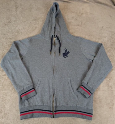 Beverly Hills Polo Club Gris Cremallera Sudadera con Capucha Para Hombre Mediana Mezcla de Algodón Foto 1 de 4