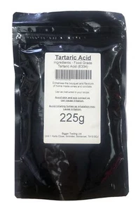 Tartaric Acid 225g Pouch Food Grade Enhances Bouquet Flavours Homebrew Cordials - Picture 1 of 1