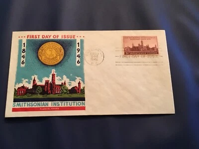FDC Covers 1946#943-12 FLUEGEL Cachet SMITHSONIAN INSTITUTIONS 3Cent Stamp USA - Image 1 of 2