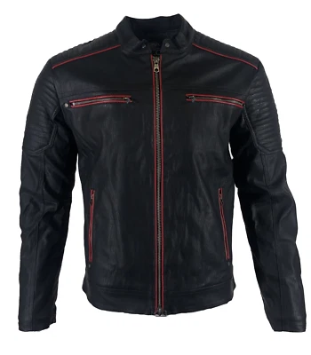 AMERICAN FIGHTER Men's Jacket UNSER Faux Leather Hooded Biker Black - Image 1 of 4