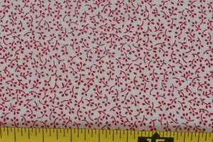 33" Long, Vintage, Red Calico on White Lt-Weight PolyCotton, Wamsutta, P5707 - Picture 1 of 7