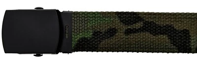 CINTURÓN DE TELA MILITAR DE LONA AJUSTABLE CAMUFLAJE HEBILLA DE METAL 36" 44" 56" 64" 72" Foto 1 de 3