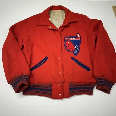 Chaqueta Letterman de Colección Años 70 HOWE Talla 38 Roja India Kathy Abeto Sundancers EE. UU. Foto 1 de 4
