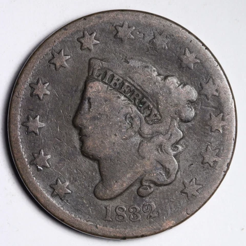 1832 Coronet Head Large Cent CHOICE VG E299 VNL Cover
