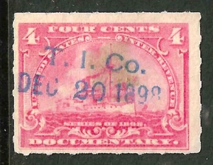 T.I. Co 1899 Proprietary Year Date Cancel Battleship Revenue 4 Cent US 84E22 - Bild 1 von 1