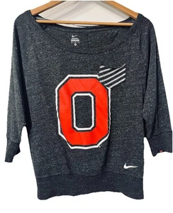 Nike Ohio State Buckeyes Damen Shirt mit U-Boot-Ausschnitt Burnout M grau - Bild 1 von 5