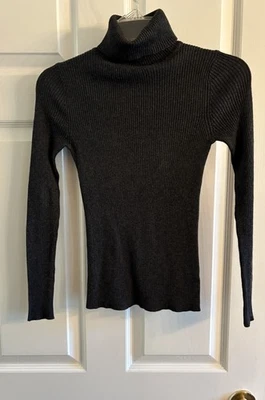 Ambiance Apparel Cuello Alto Acanalado MANGA LARGA CALIBRE FINO SUÉTER TOP Gris - S Foto 1 de 4