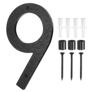 Número de casa flotante, 8 pulgadas negro moderno número de dirección ABS digital número 9 - Imagen 1 de 7