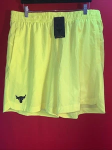Under Armour Mens Project Rock Shorts Training Hi Vis Yellow 1377441 Size S NWT - Picture 1 of 5