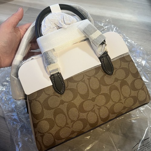 Borsa Coach Ch287 Mini Darcie nuova con etichette bloccata firma tela pelle cachi