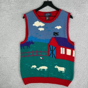 Suéter Tejido Vintage Talla Mediana Granja Casa 100% Lana Allen Jolly Años 90 Oveja - Imagen 1 de 8