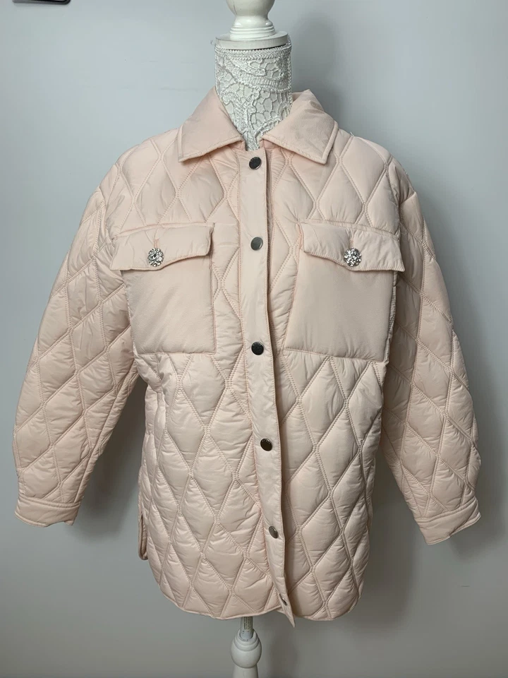 Guess Giorgia Quilted Shacket Pink Size S - Image 1 of 4