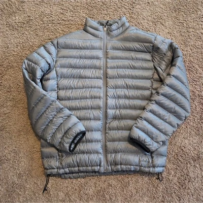 Cabela's Duck Down Feather Puffer Zip Jacket Grey L - Image 1 of 4
