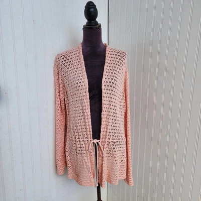 Cárdigan de punto abierto Willow para mujer suéter algodón rayón hecho en EE. UU. rosa coral XL Foto 1 de 4