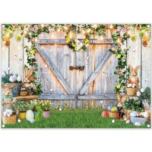 84x60inch Spring Easter Photography Backdrops Garden Floral Grass Rabbit Eggs... - Picture 1 of 7