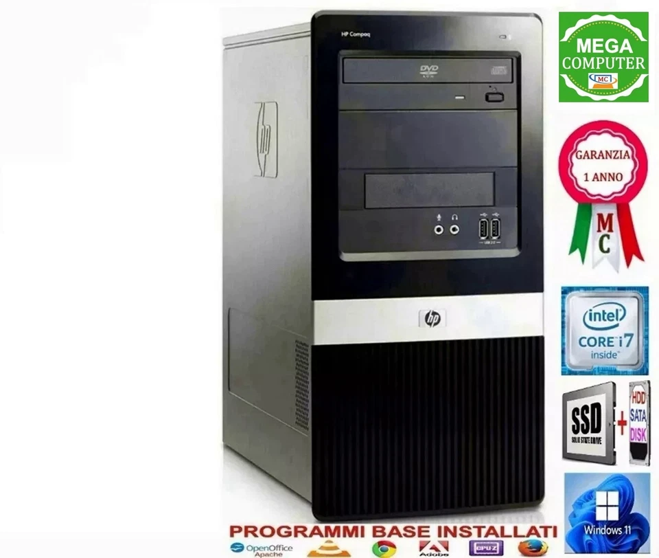 COMPUTER HP COMPAQ CPU INTEL CORE i7 4770S SSD 16 GB RAM WINDOWS 11 - Imagen 1 de 1