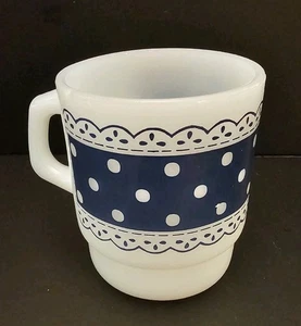 Vintage Feuerkönig Kaffeetasse mit blauem Spitzenrand Bandmuster - Bild 1 von 7