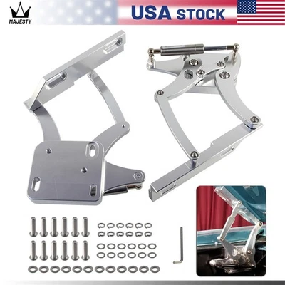 Billet Hood Hinge Kit Pair Left and Right Side For Ford Mustang 1967-1969 Silver Foto 1 de 4