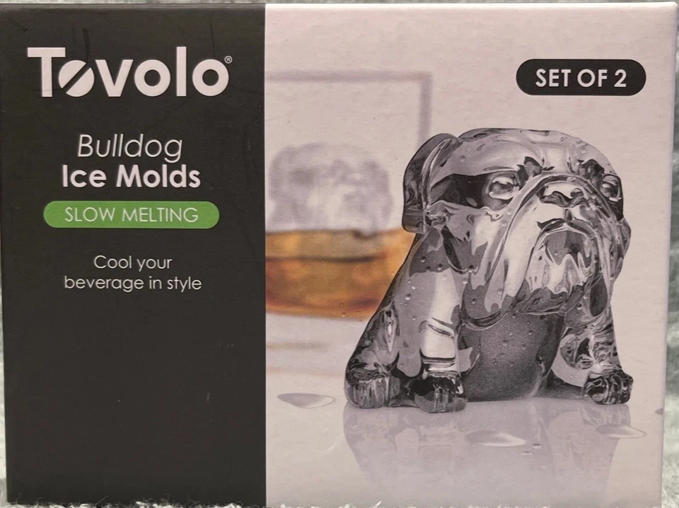 Set of 2 Bulldog Ice Cube Maker Molds Tovolo Slow Melting
