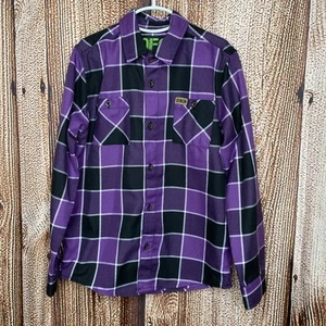DIXXON Flannel Co. Youth DFC Button Up Long Sleeve Purple & Black Size Medium - Picture 1 of 5