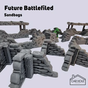 Sandbag Fortifications: Future Battlefield Terrain for 40k, Bolt Action Games - Foto 1 di 10