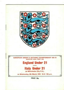 England v Italy U21 1977/78 Euro Champs 1/4 Final 1st leg played at Man City - Picture 1 of 1