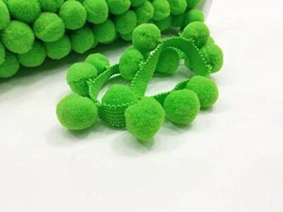 POM POM Bobble Trim Fringe Size XL - 2cm/0.8" Best Quality #C LIME GREEN - Image 1 of 2