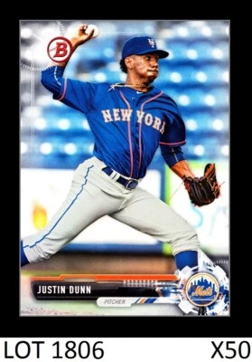 1-2017 BOWMAN DRAFT BASE JUSTIN DUNN MARINERS CARD#BD-49 QTY - Image 1 of 2