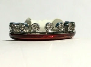 750 18K WHITE GOLD NEW HIDALGO DIAMOND CROWN ENAMEL RING Size 5.5 - Picture 1 of 5