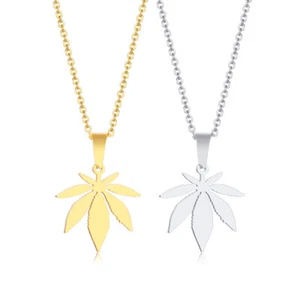 Halskette mit Anhänger Ahornblatt Edelstahl 41 + 6 cm Damen Mädchen - Bild 1 von 11