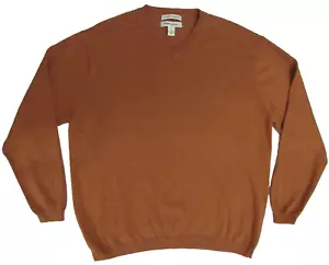 PRONTO UOMO V-Neck Pullover Cotton/Cashmere Sweater men's XL Rusty/Brown EUC! - Picture 1 of 6