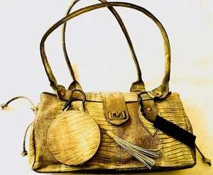 GINGER & SMART (Australia): Leather Snakeskin Bag with Outside Coin Purse. - Picture 1 of 10