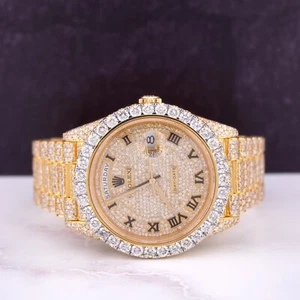Rolex Day-Date 40mm 18k Yellow Gold Iced Out 25ct Genuine Diamonds Ref 228238 - Picture 1 of 10