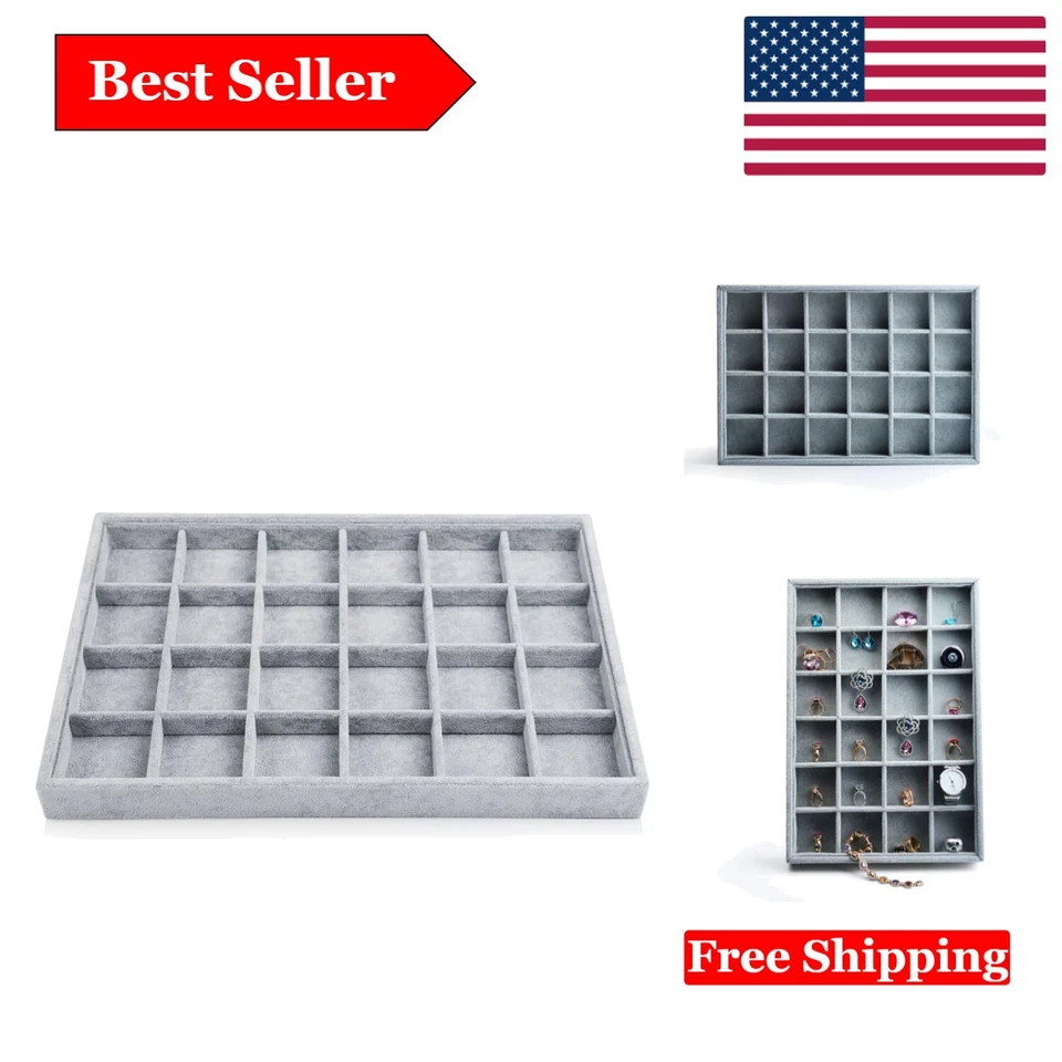 Oirlv Velvet Stackable Jewelry Display Trays Showcase Organizer Storage 24
