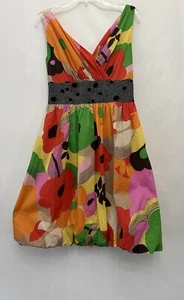 Suzi Chin Maggy V-Neck Dress Sexy Fit & Flare Sleeveless Bubble Hem Size 8 - Picture 1 of 6
