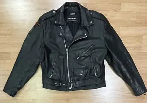 Vintage Wilsons Leather Motorcycle Jacket Harley Davidson Patch Mens M - Picture 1 of 7