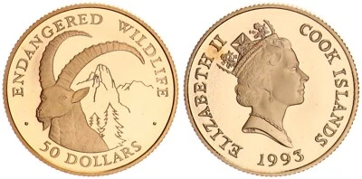 Cook Islands 50 Dollars Gold 1993 Steinbock PP in Kapsel   120373 - Bild 1 von 2
