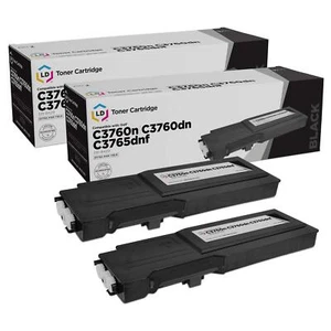 LD 2PK 331-8429 W8D60 Black Laser Toner Cartridge for Dell C3760n C3760dn C3765d - Picture 1 of 9